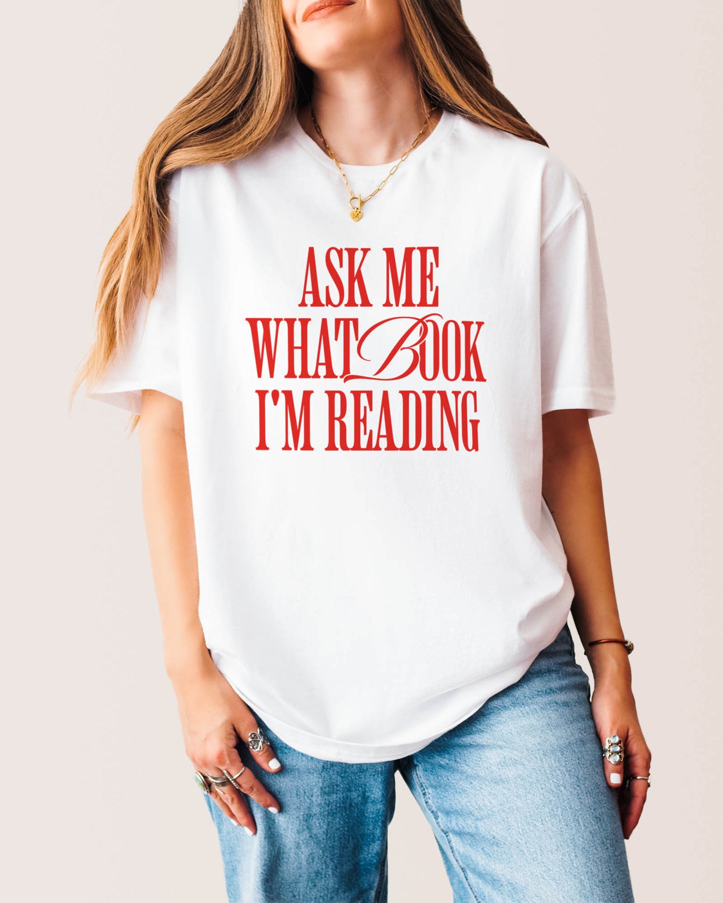 Ask Me What Book I'm Reading T‑Shirt White