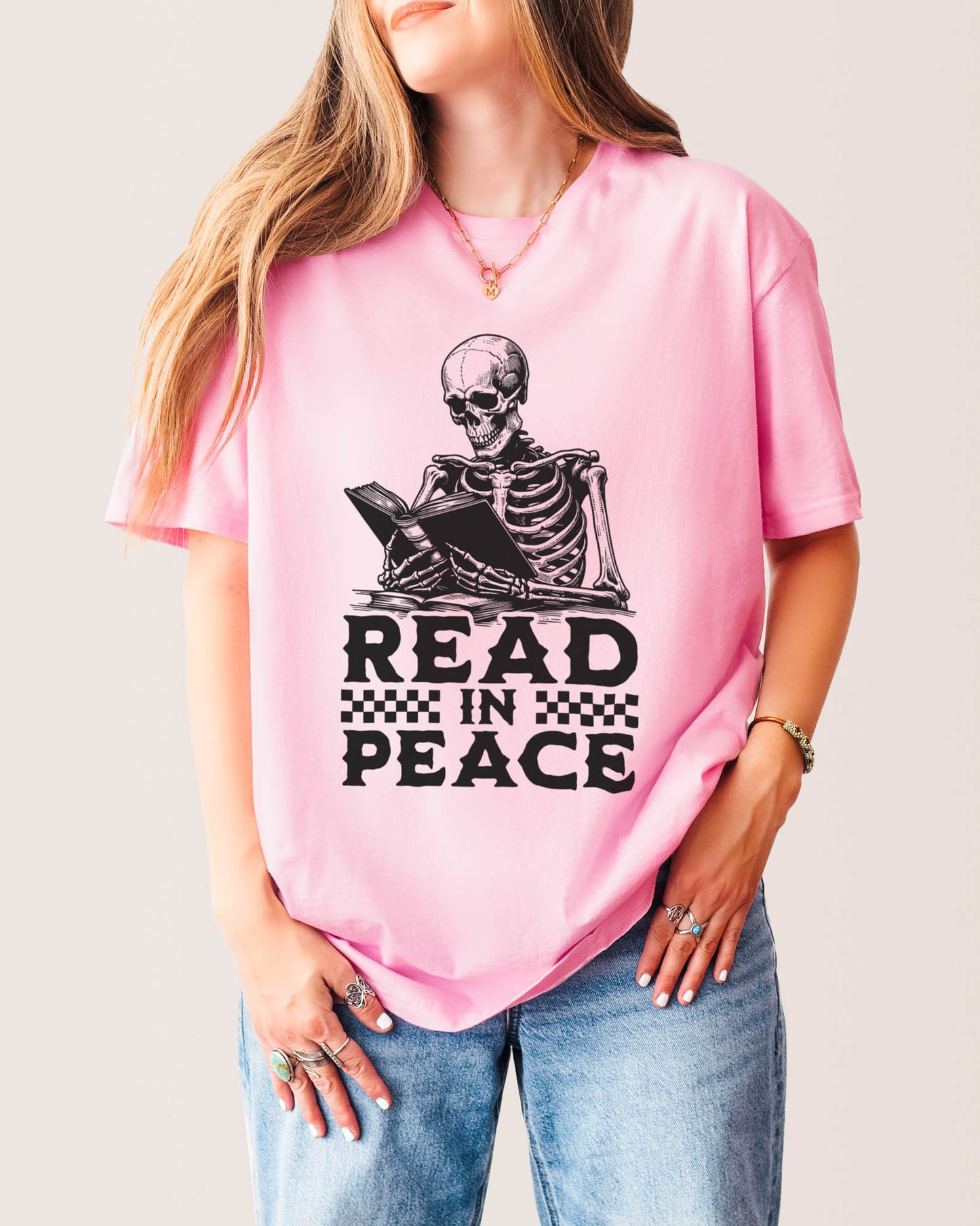 Read In Peace T‑Shirt Light Pink