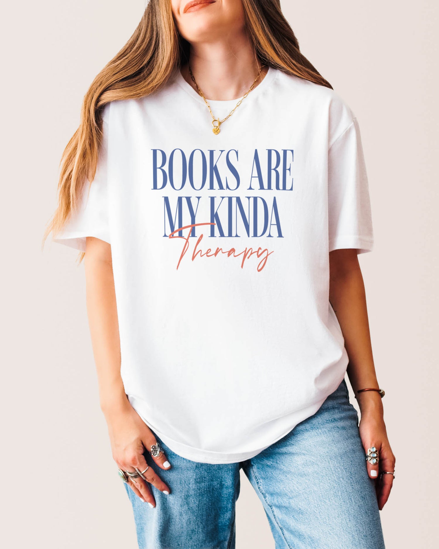 Books Are My Kinda Therapy T‑Shirt White