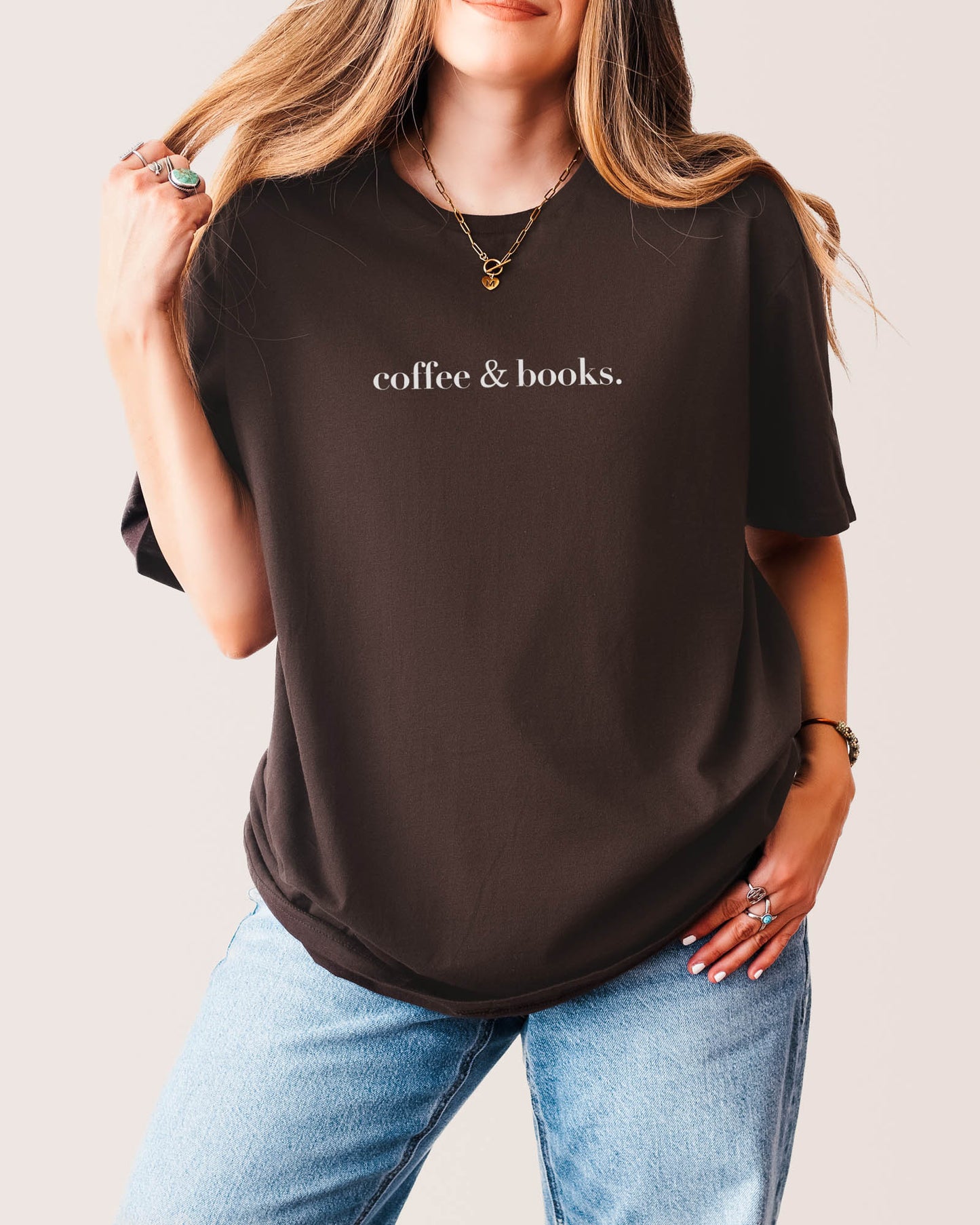 Coffee & Books T‑Shirt Dark Chocolate