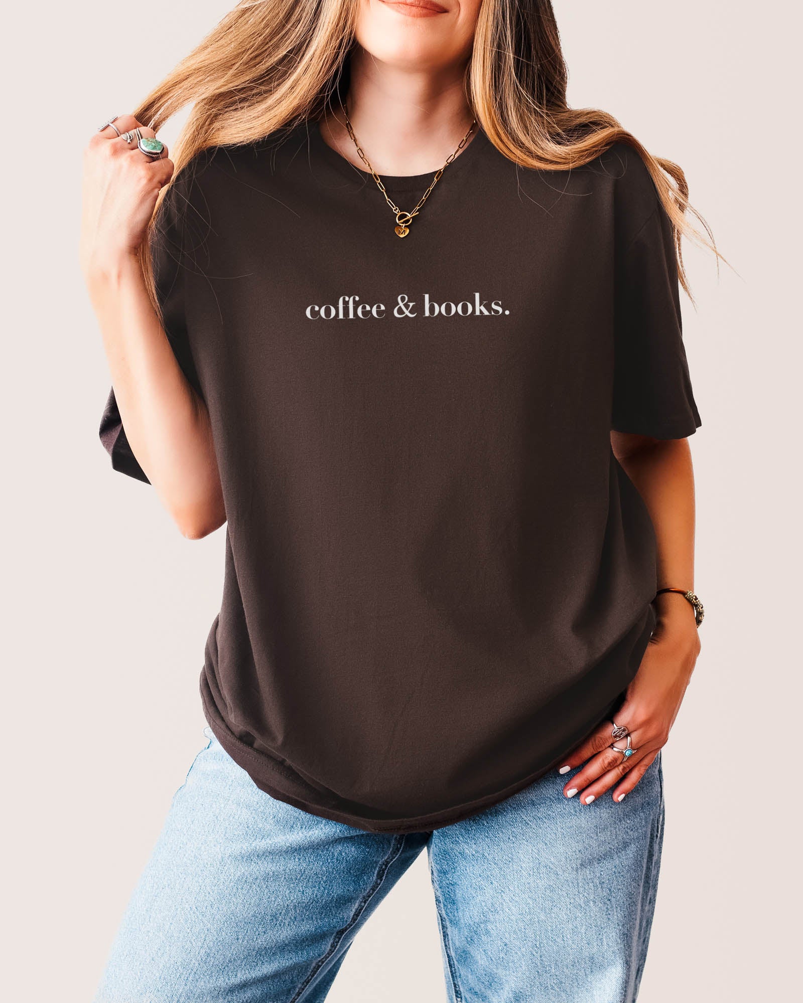 Coffee & Books T‑Shirt Dark Chocolate