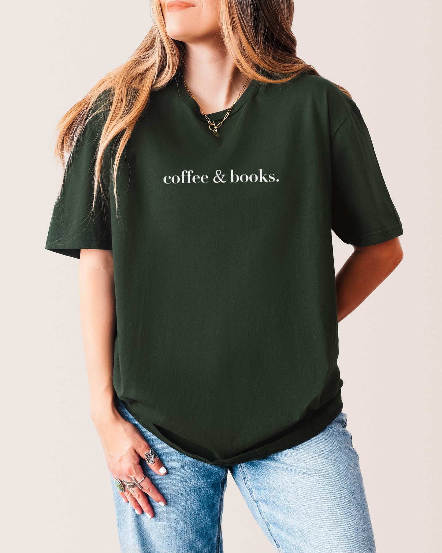 Coffee & Books T‑Shirt Forest Green