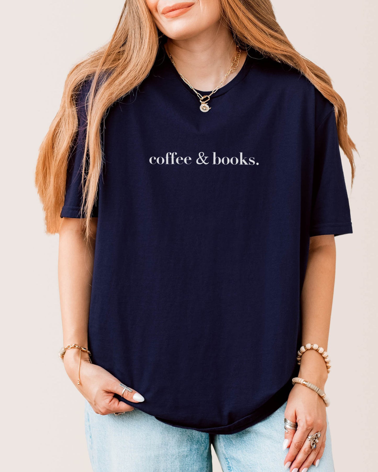 Coffee & Books T‑Shirt Navy