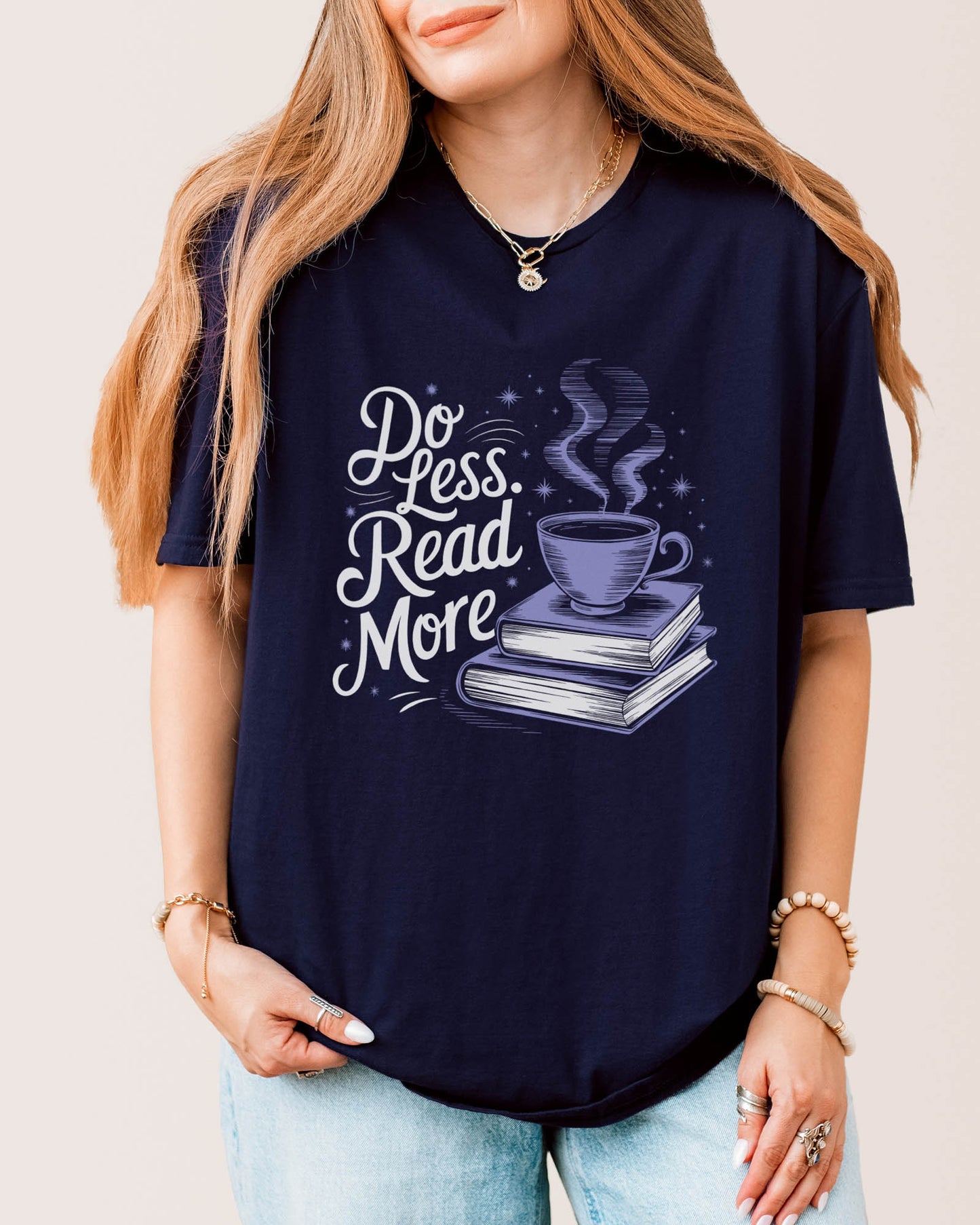 Do Less Read More T‑Shirt Navy