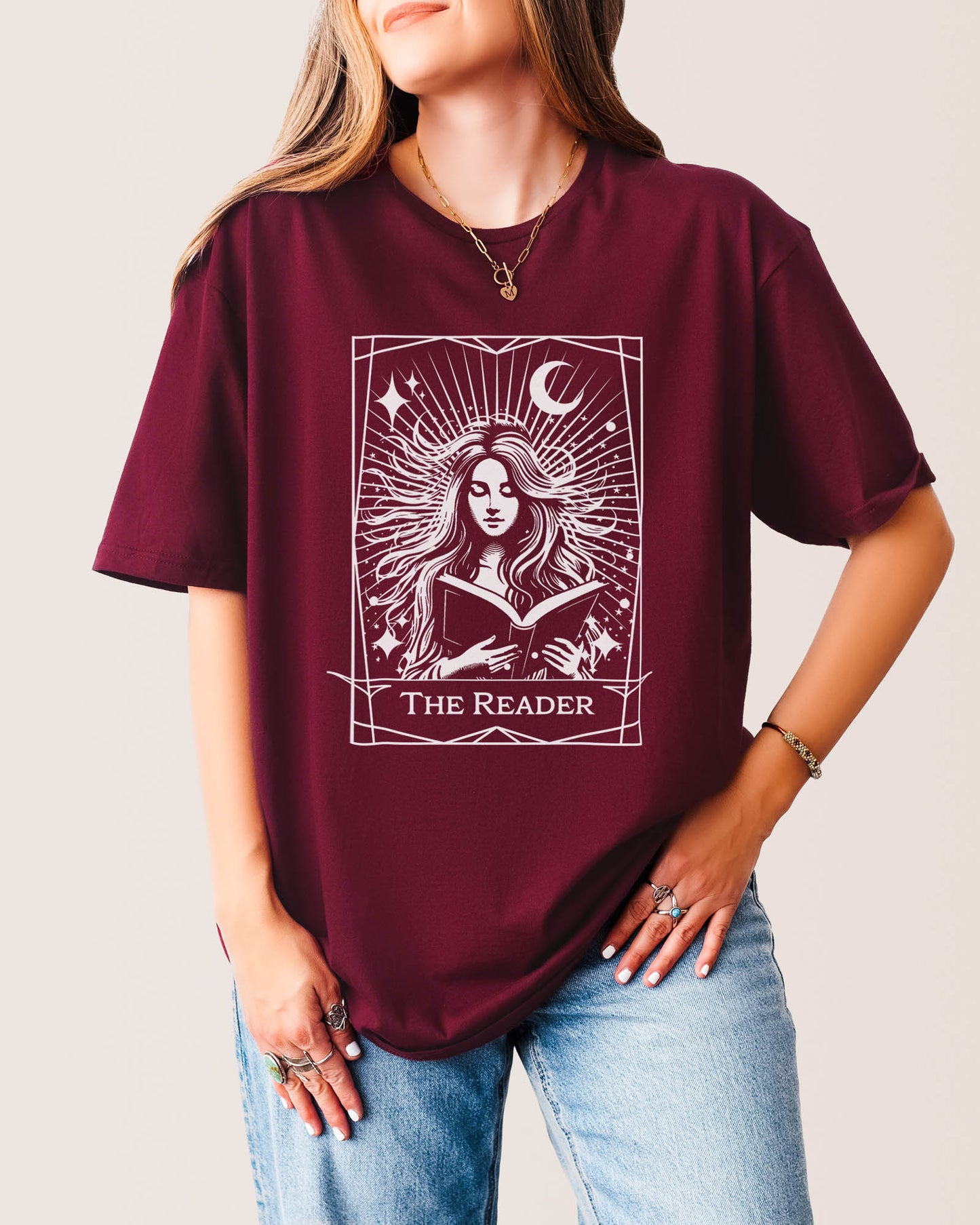 The Reader Tarot T‑Shirt Maroon