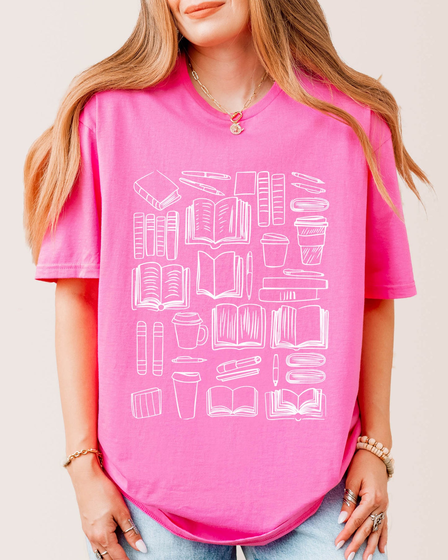 Book Doodles T‑Shirt Azalea