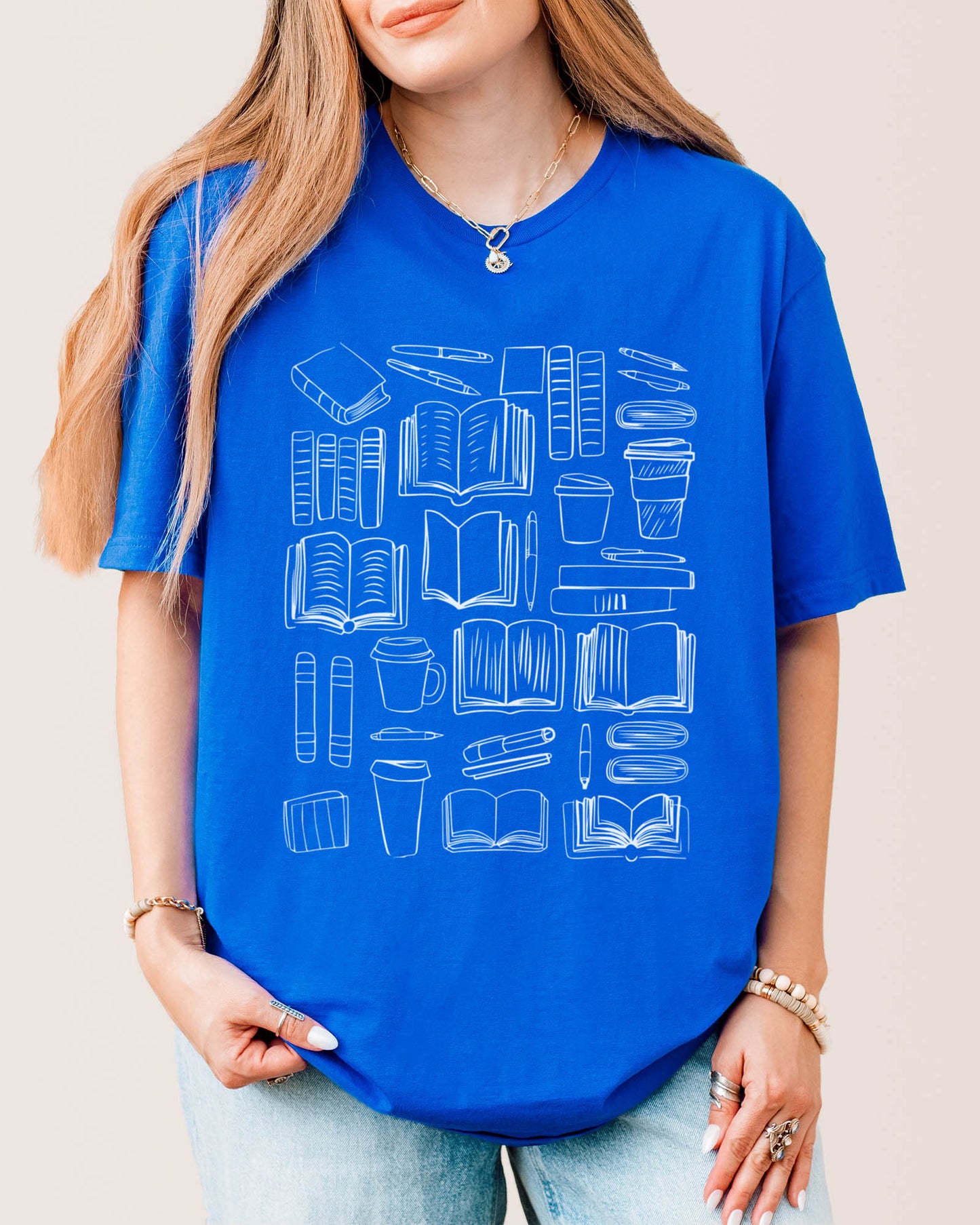 Book Doodles T‑Shirt Royal
