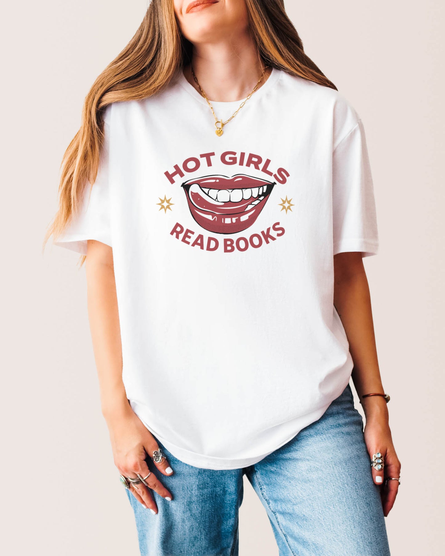 Hot Girls Read Books T‑Shirt White