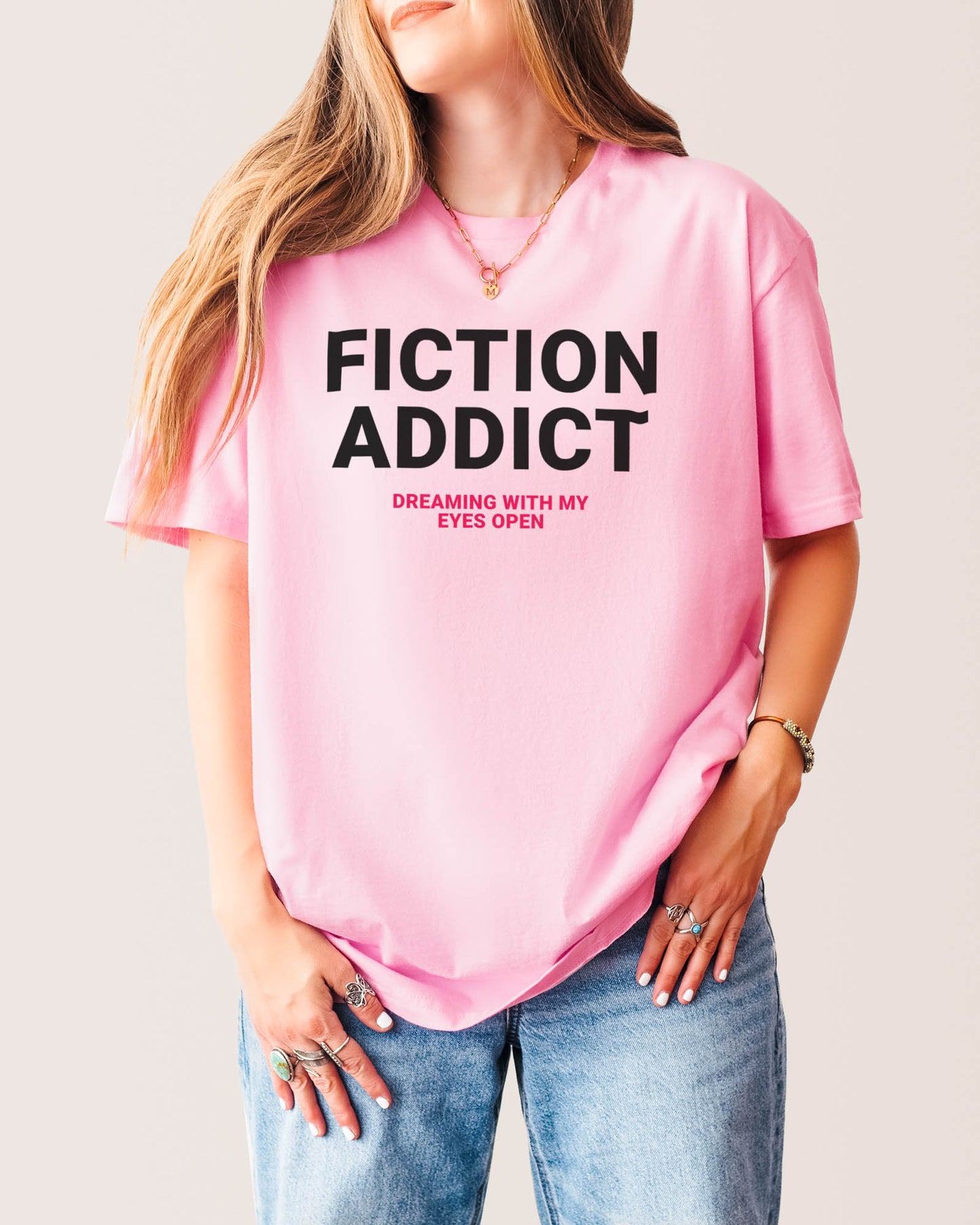 Fiction Addict T‑Shirt Light Pink