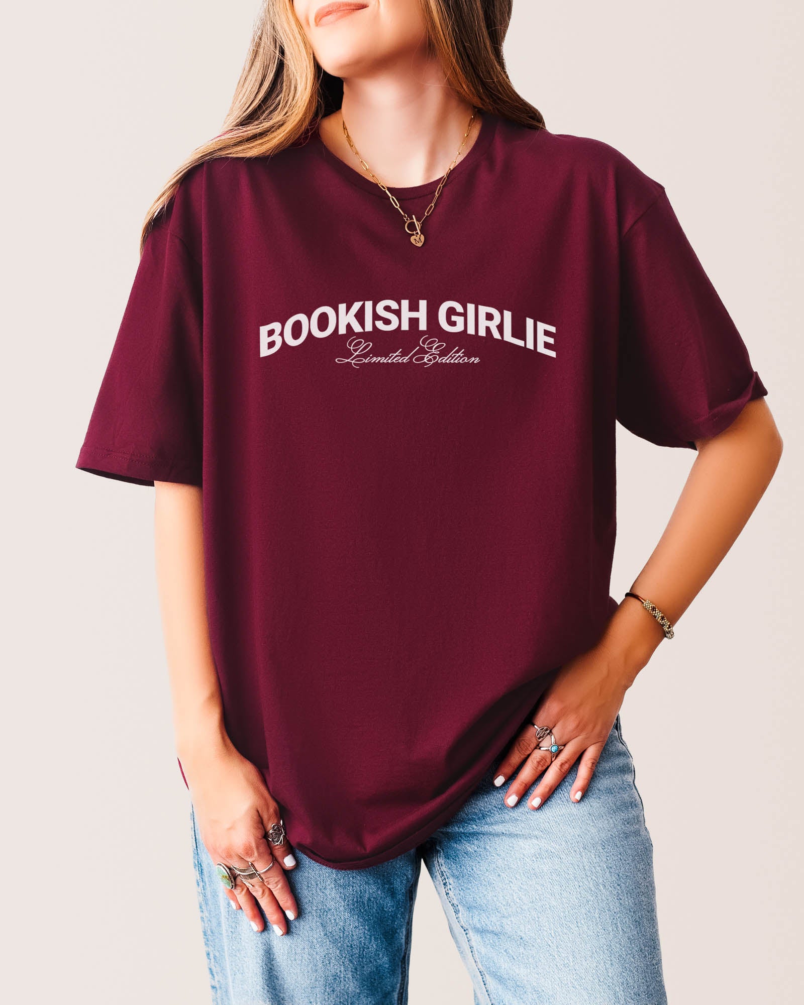 Bookish Girlie T‑Shirt Maroon