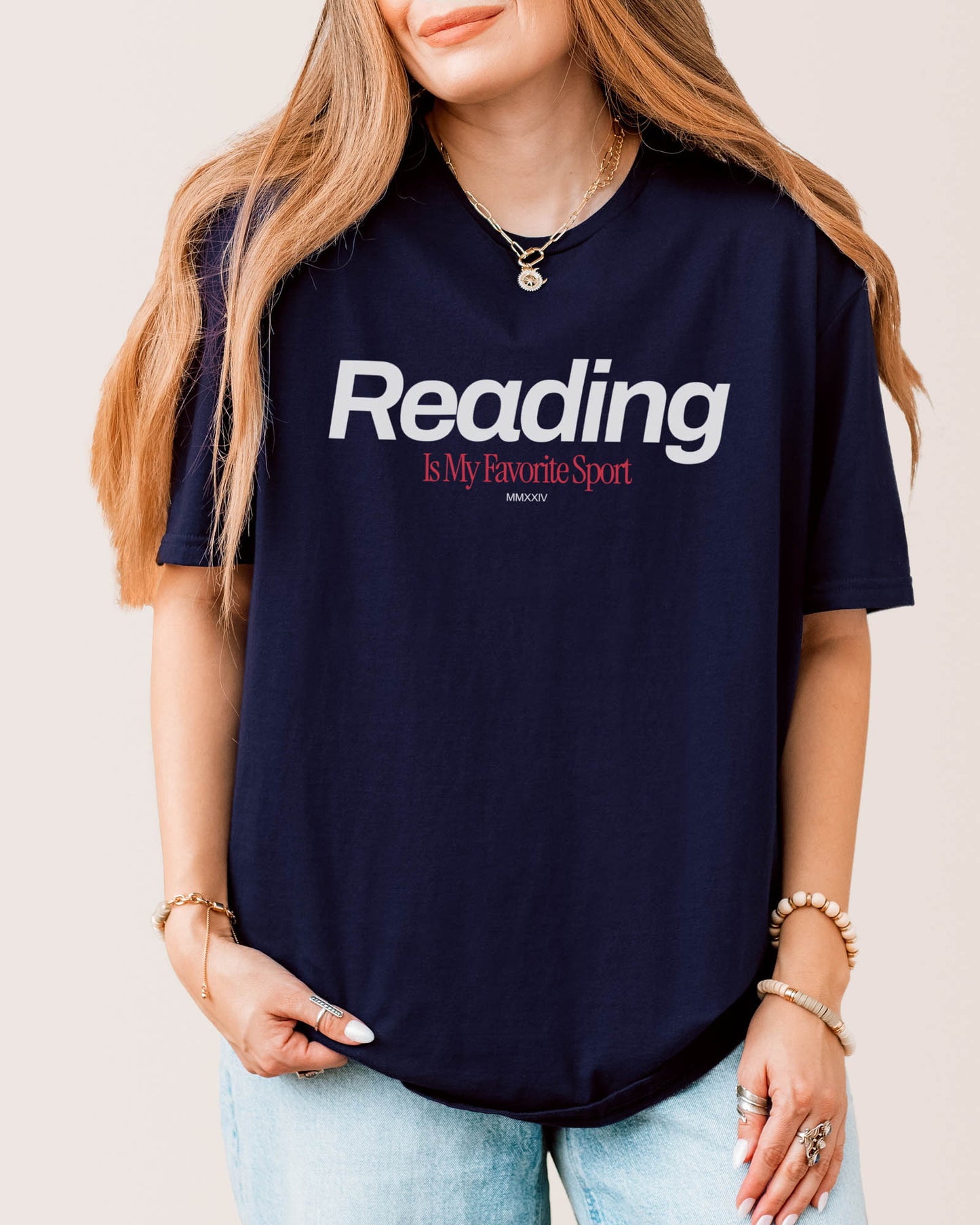 Reading Is My Favorite Sport T‑Shirt Navy