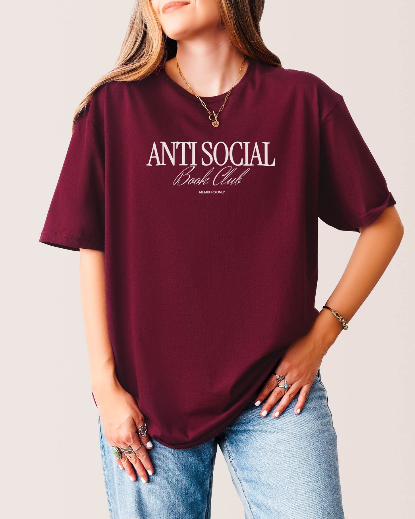 Anti Social Book Club T‑Shirt Maroon