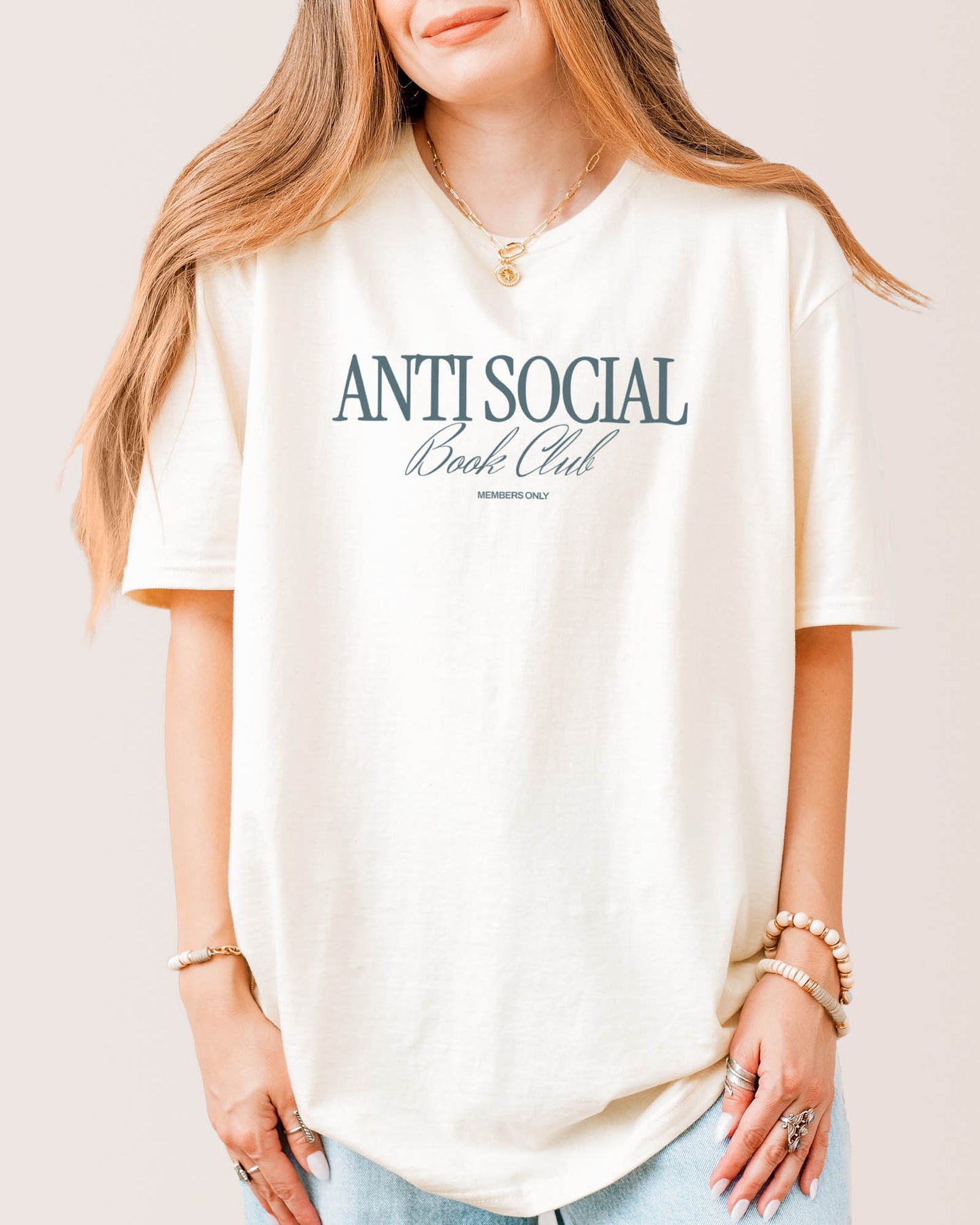 Anti Social Book Club T‑Shirt Natural
