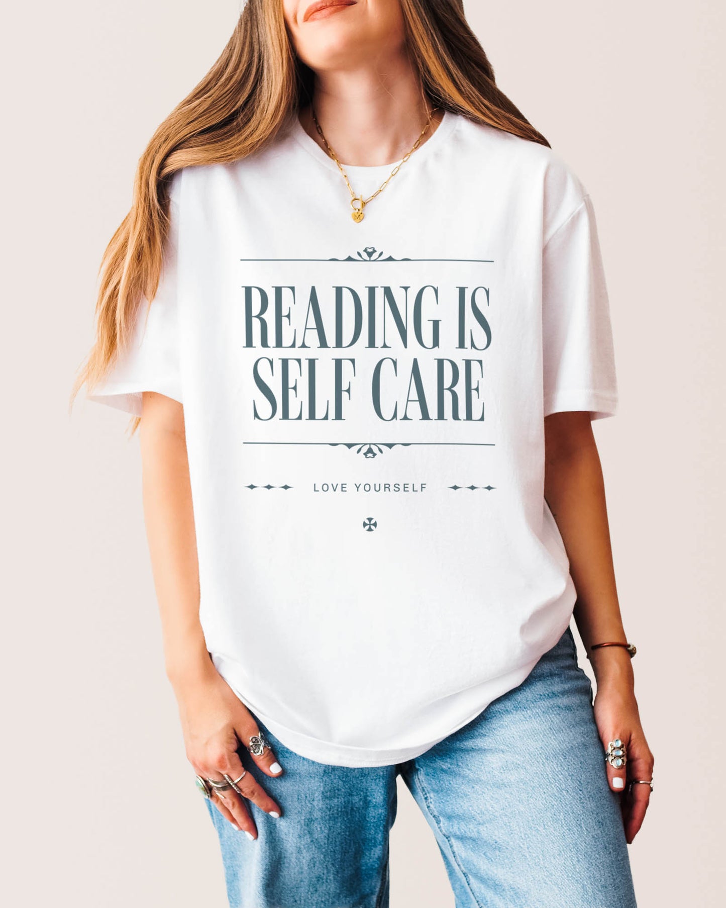 Reading Is Self Care T‑Shirt White