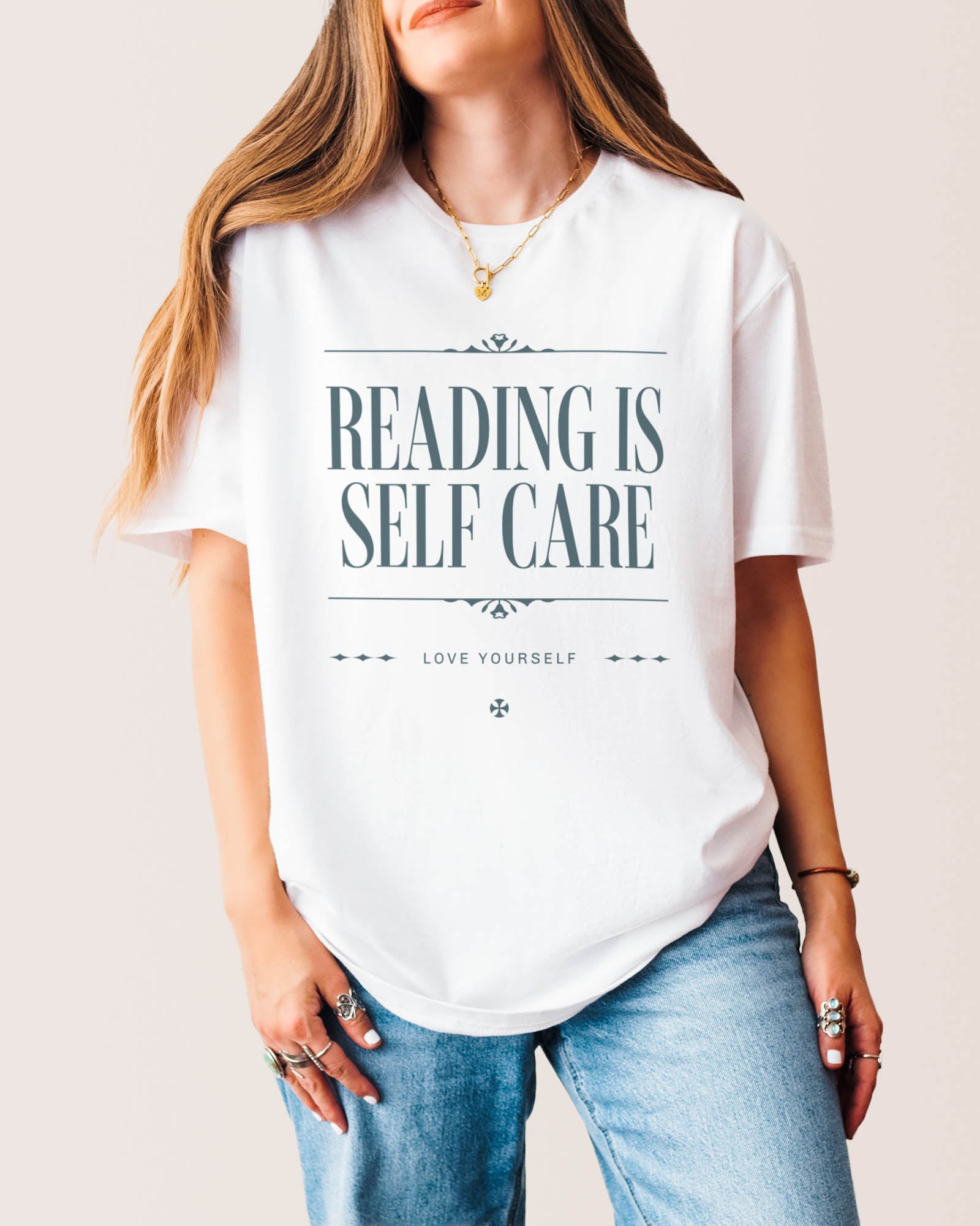 Reading Is Self Care T‑Shirt White