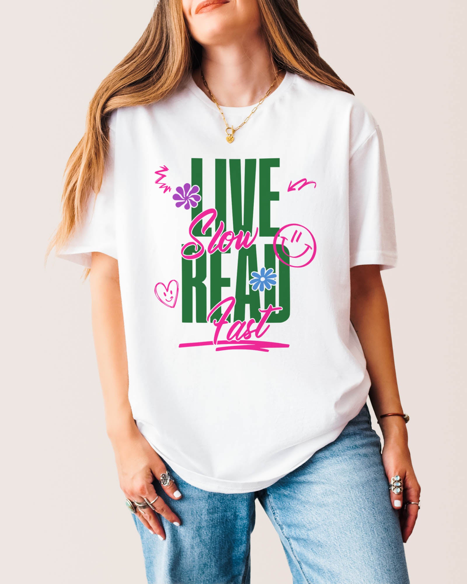 Live Slow Read Fast T‑Shirt White