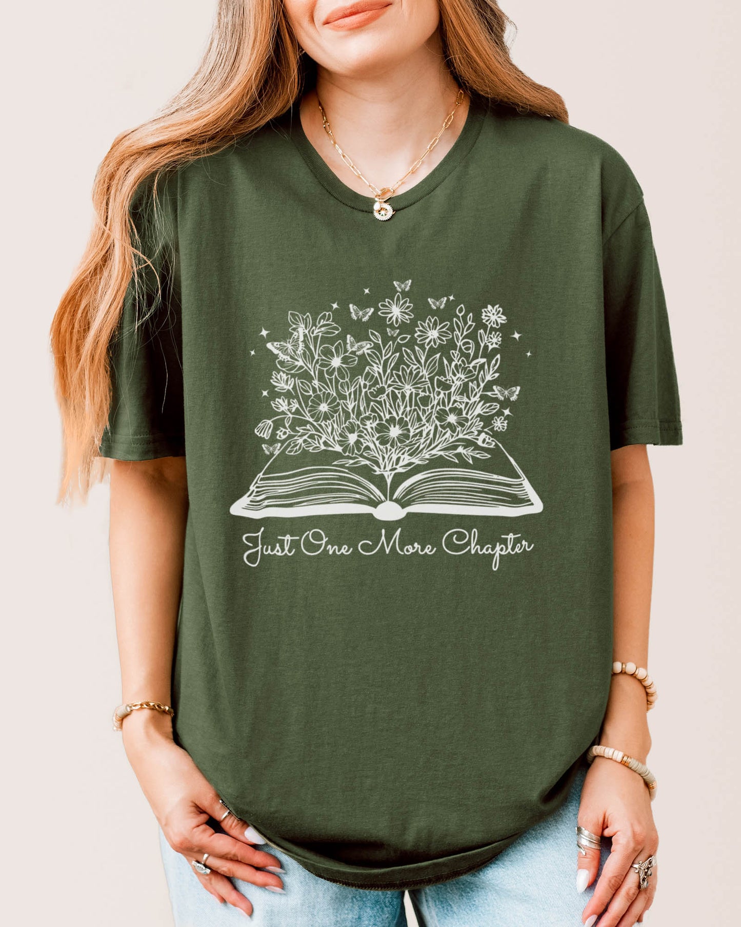 Just One More Chapter T‑Shirt Military Green