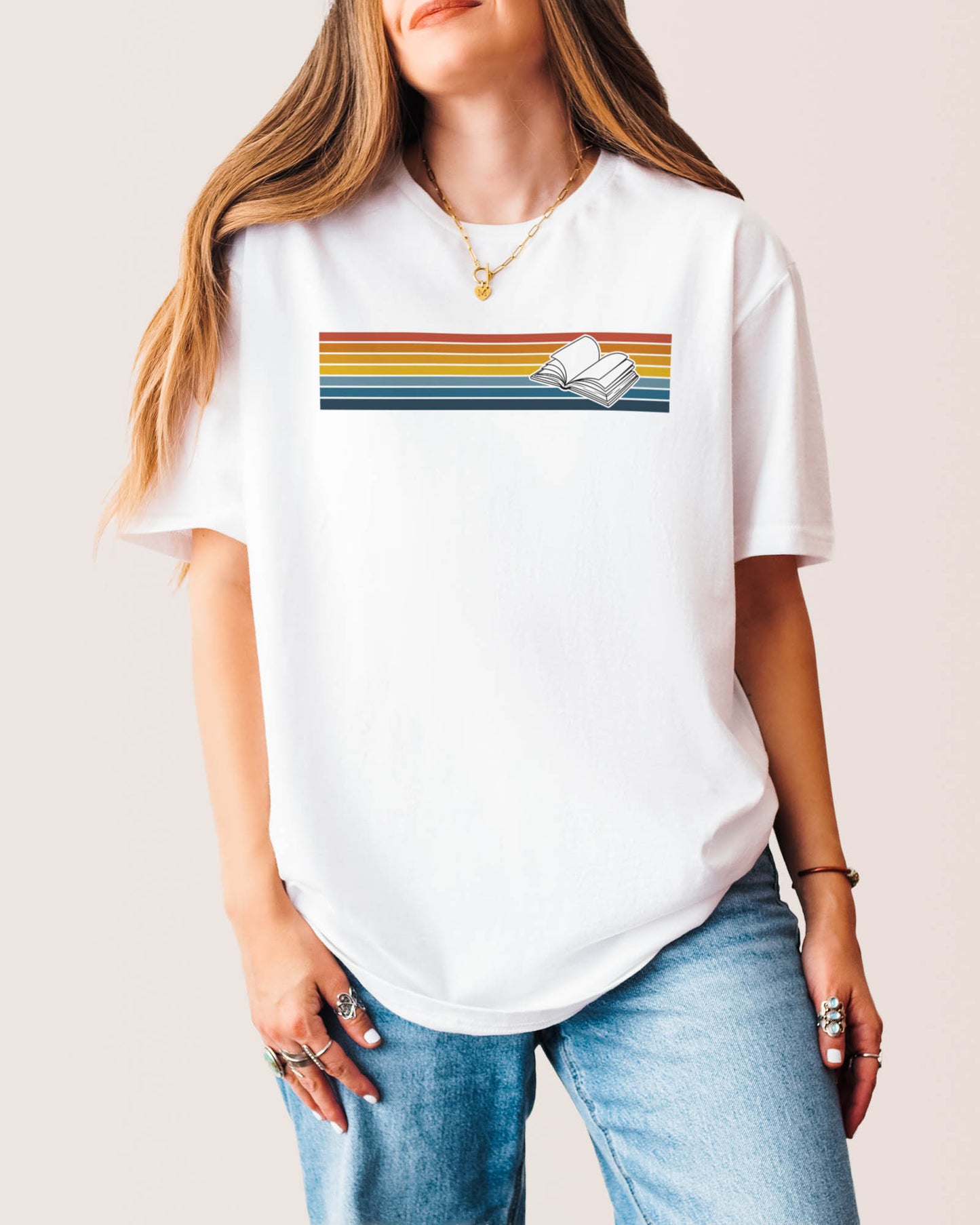 Sunset Stripe Book T‑Shirt White