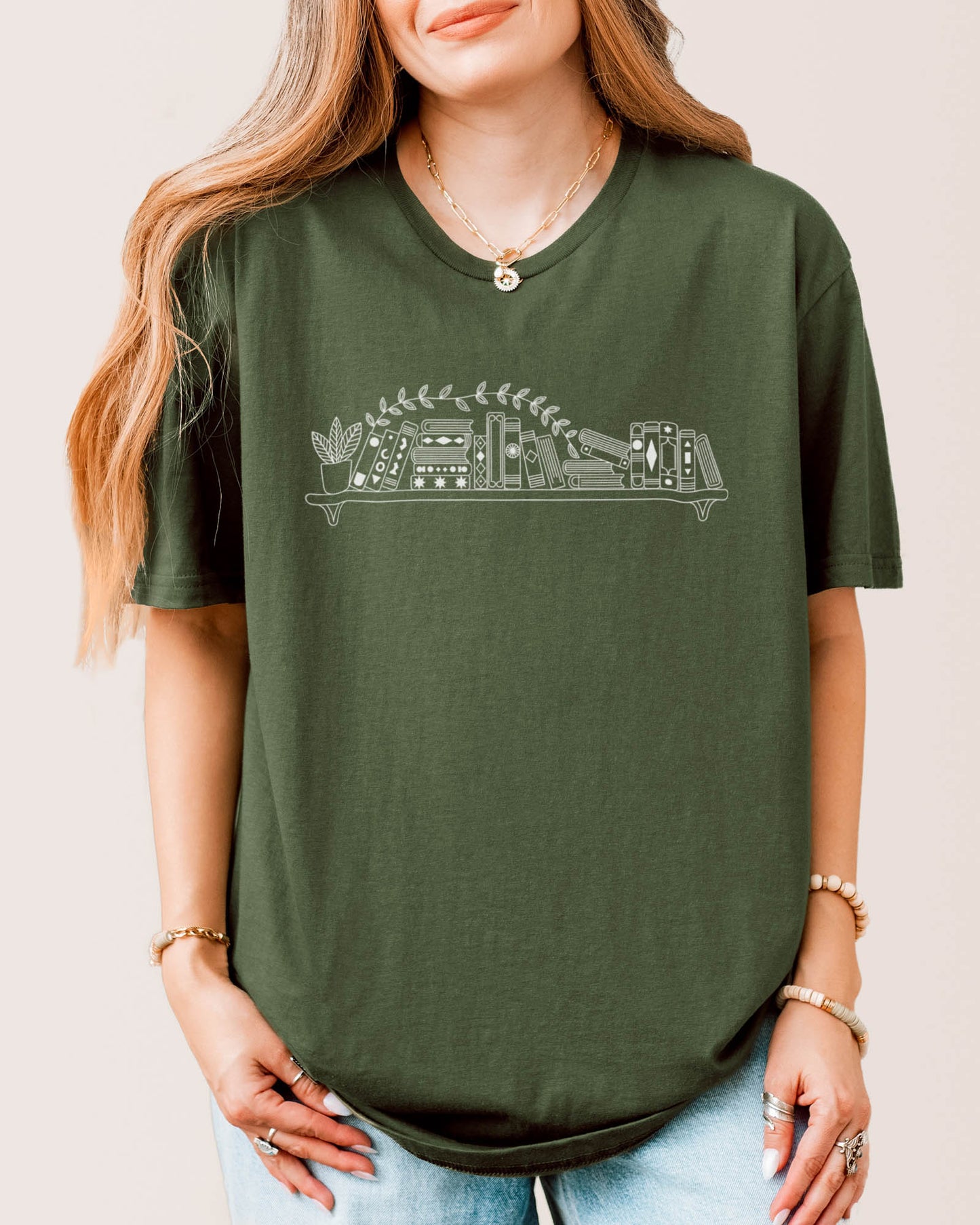 Bookshelf T‑Shirt Military Green