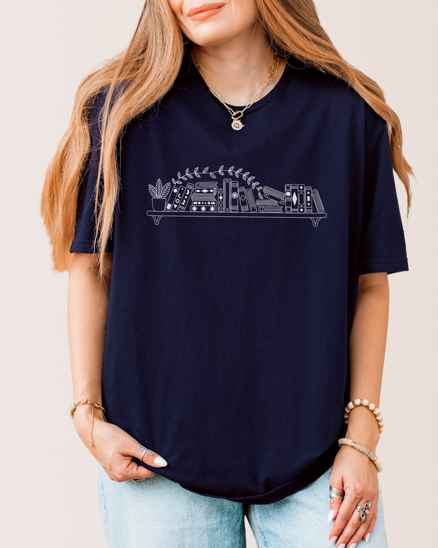 Bookshelf T‑Shirt Navy