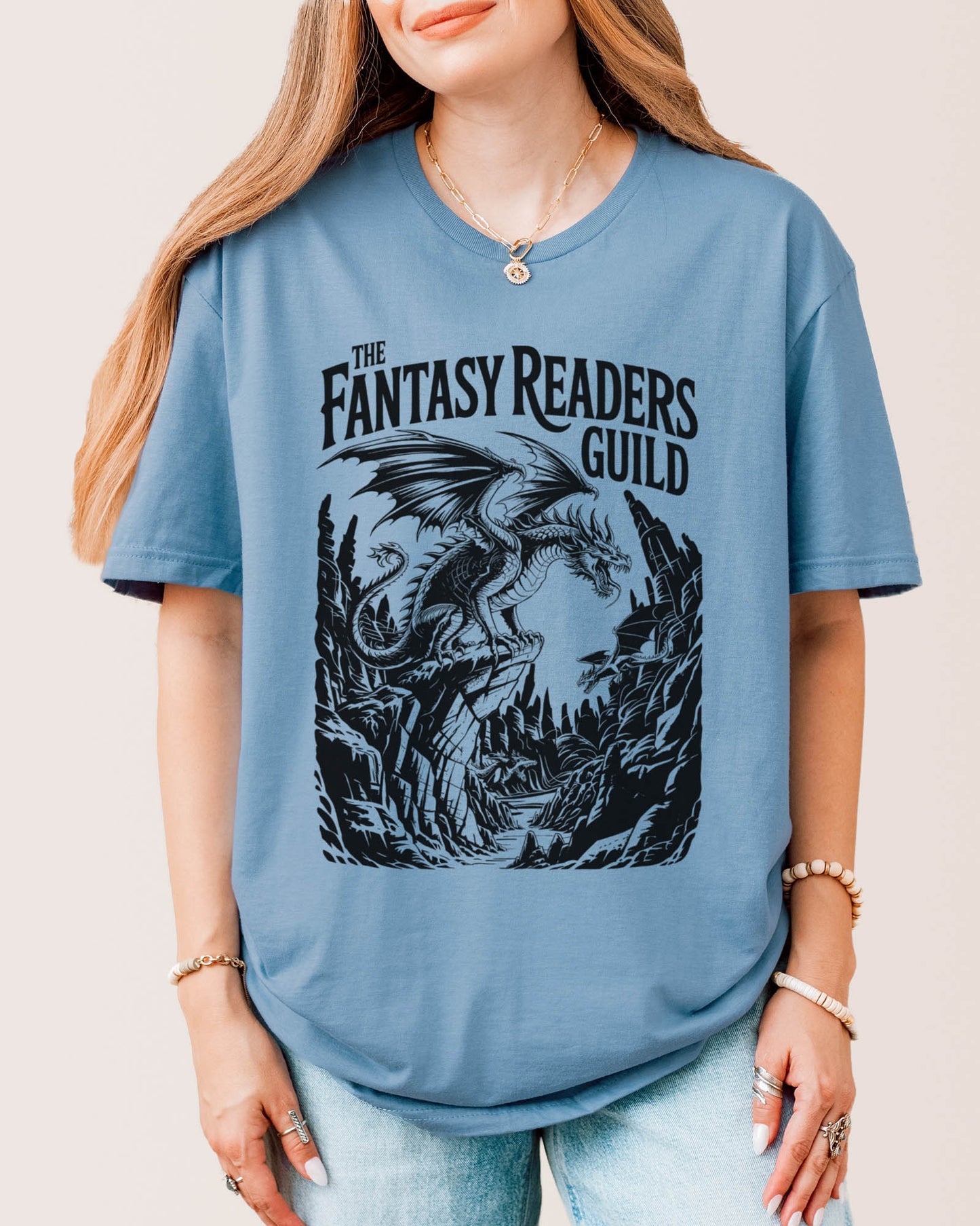 The Fantasy Readers Guild T‑Shirt Stone Blue