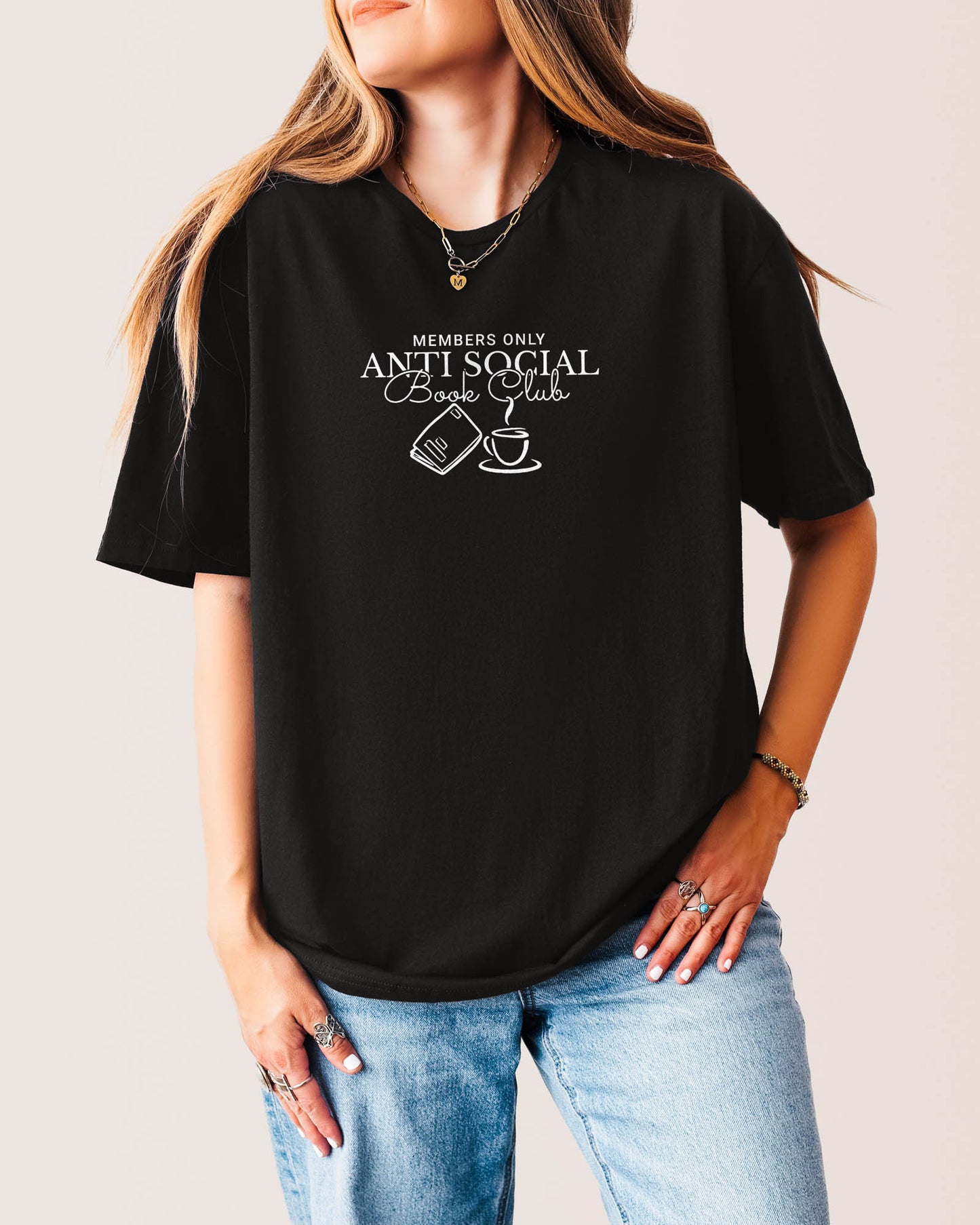 Members Only Anti Social Book Club T‑Shirt Black