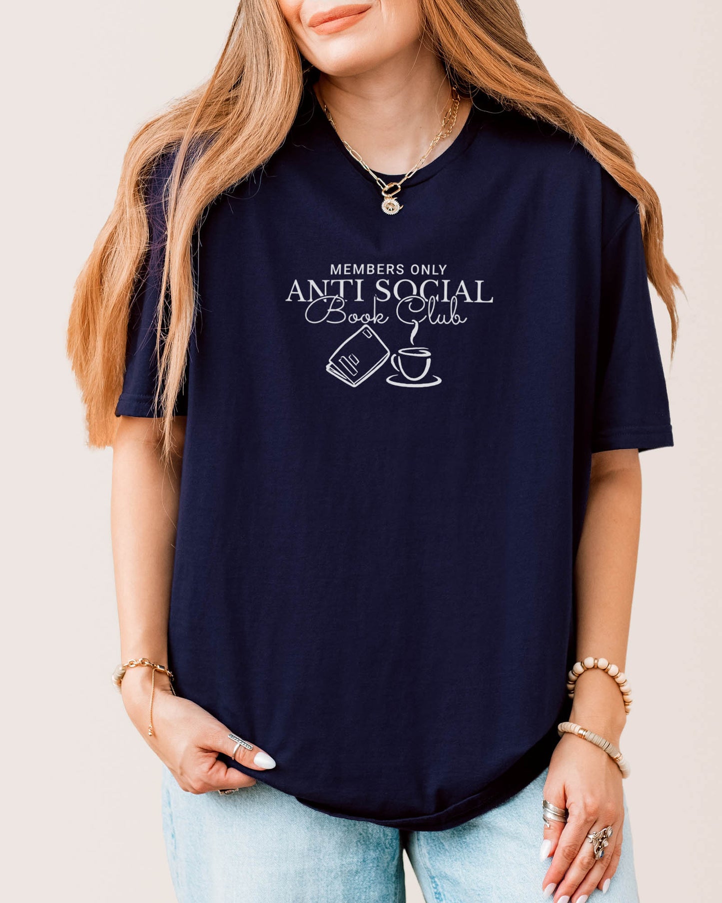 Members Only Anti Social Book Club T‑Shirt Navy
