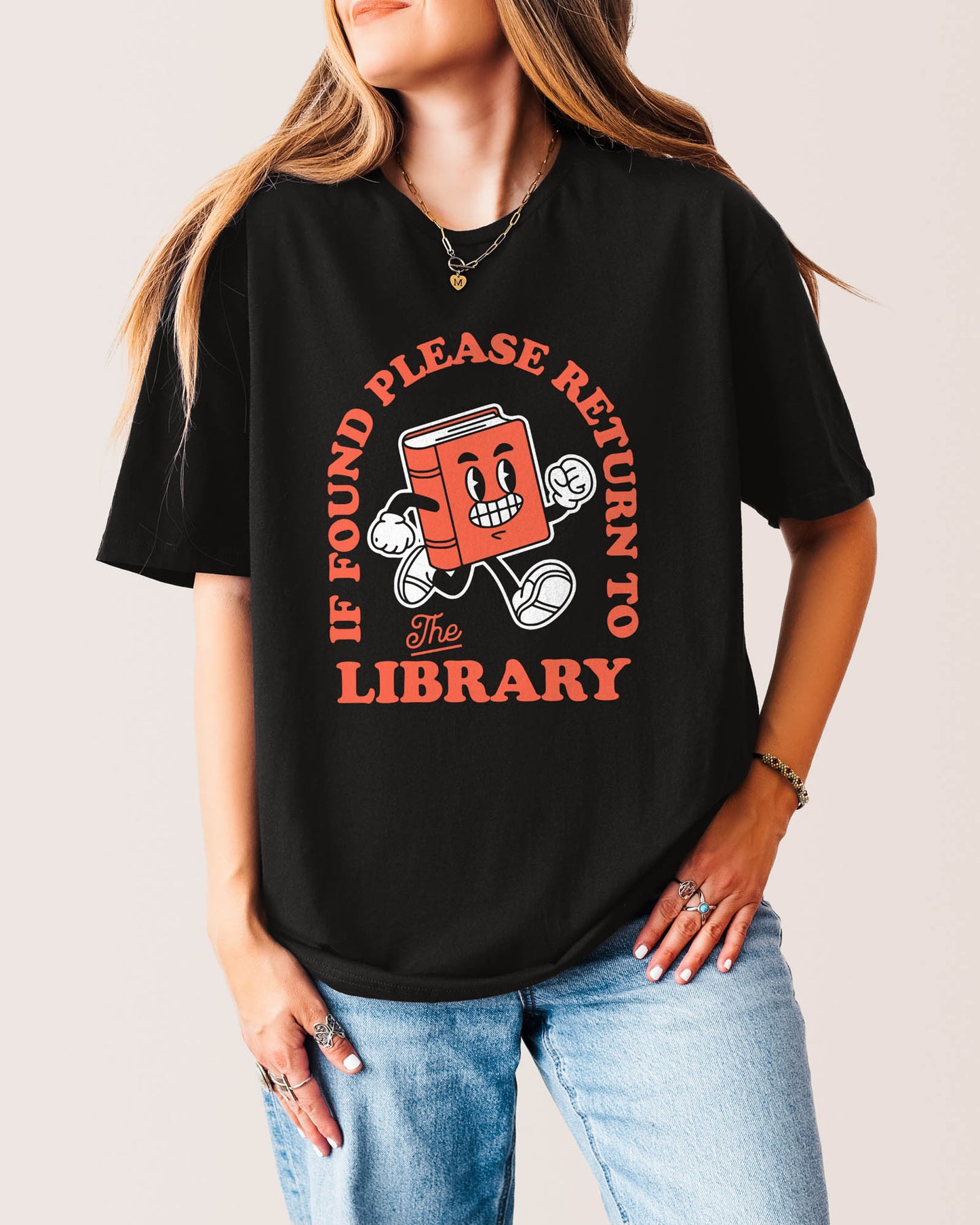 If Found Please Return To The Library T‑Shirt Black