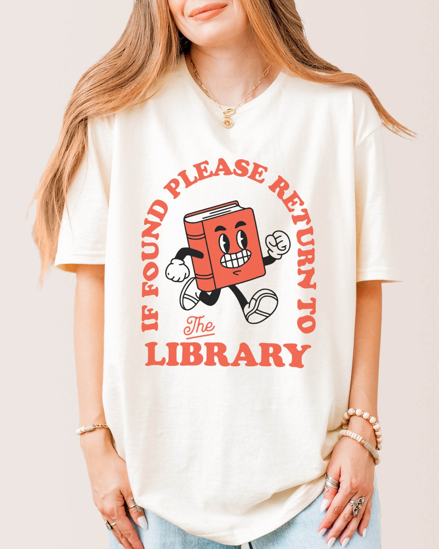 If Found Please Return To The Library T‑Shirt Natural