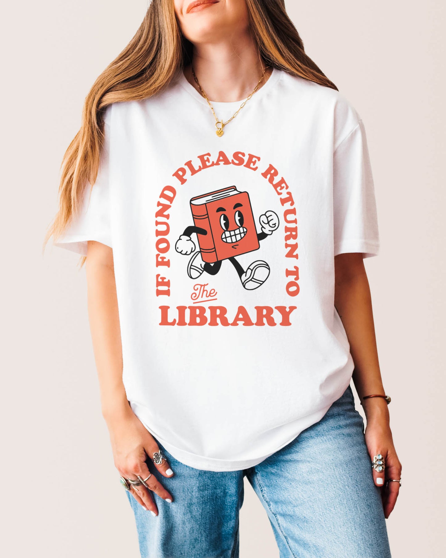 If Found Please Return To The Library T‑Shirt White