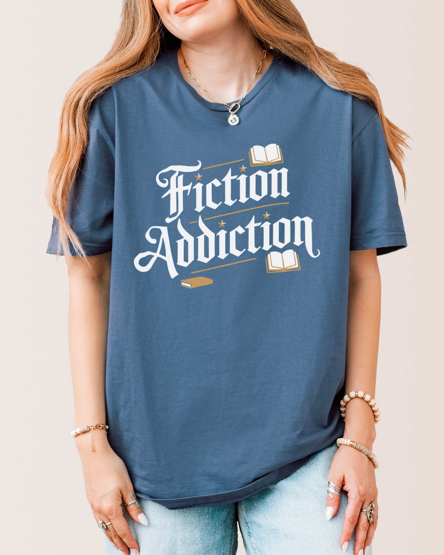 Fiction Addiction T‑Shirt Indigo Blue