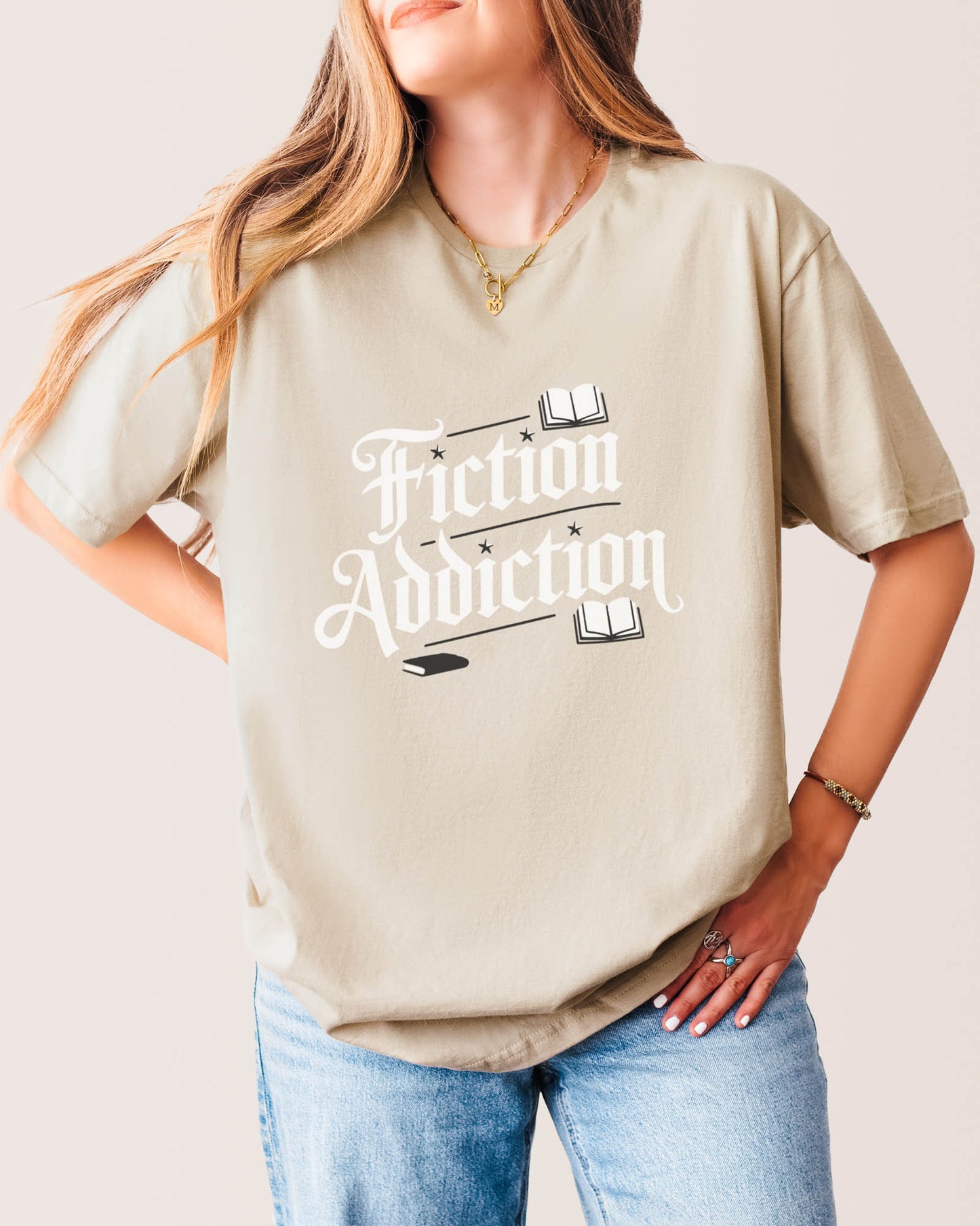 Fiction Addiction T‑Shirt Sand