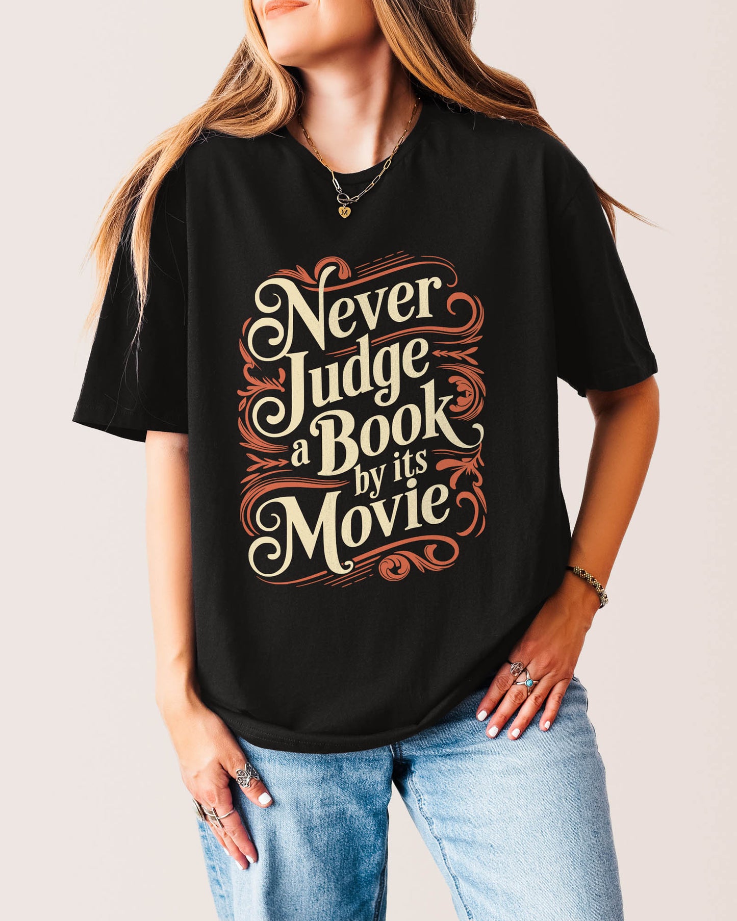 Never Judge A Book By Its Movie T‑Shirt Black