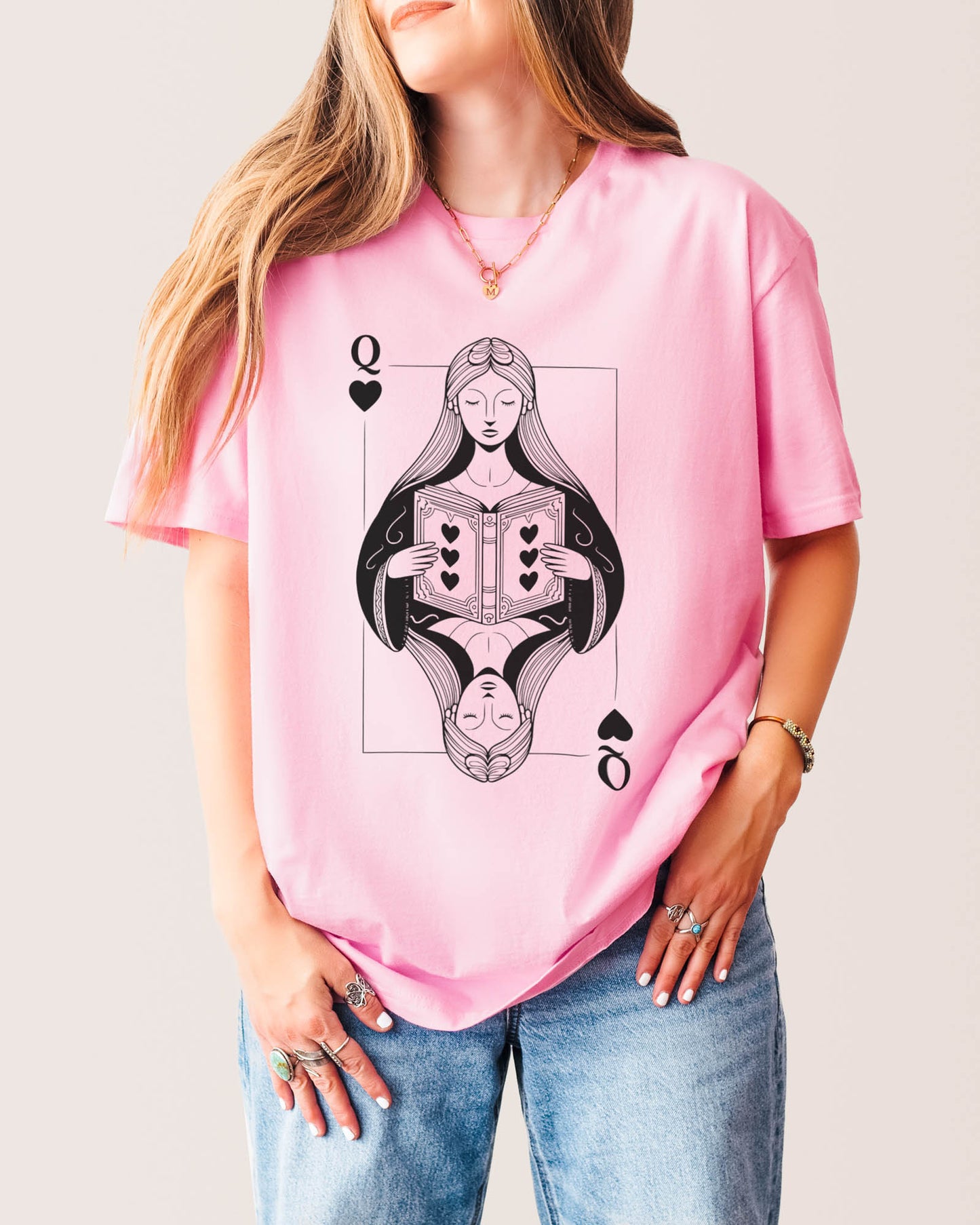 Queen Of Books T‑Shirt Light Pink