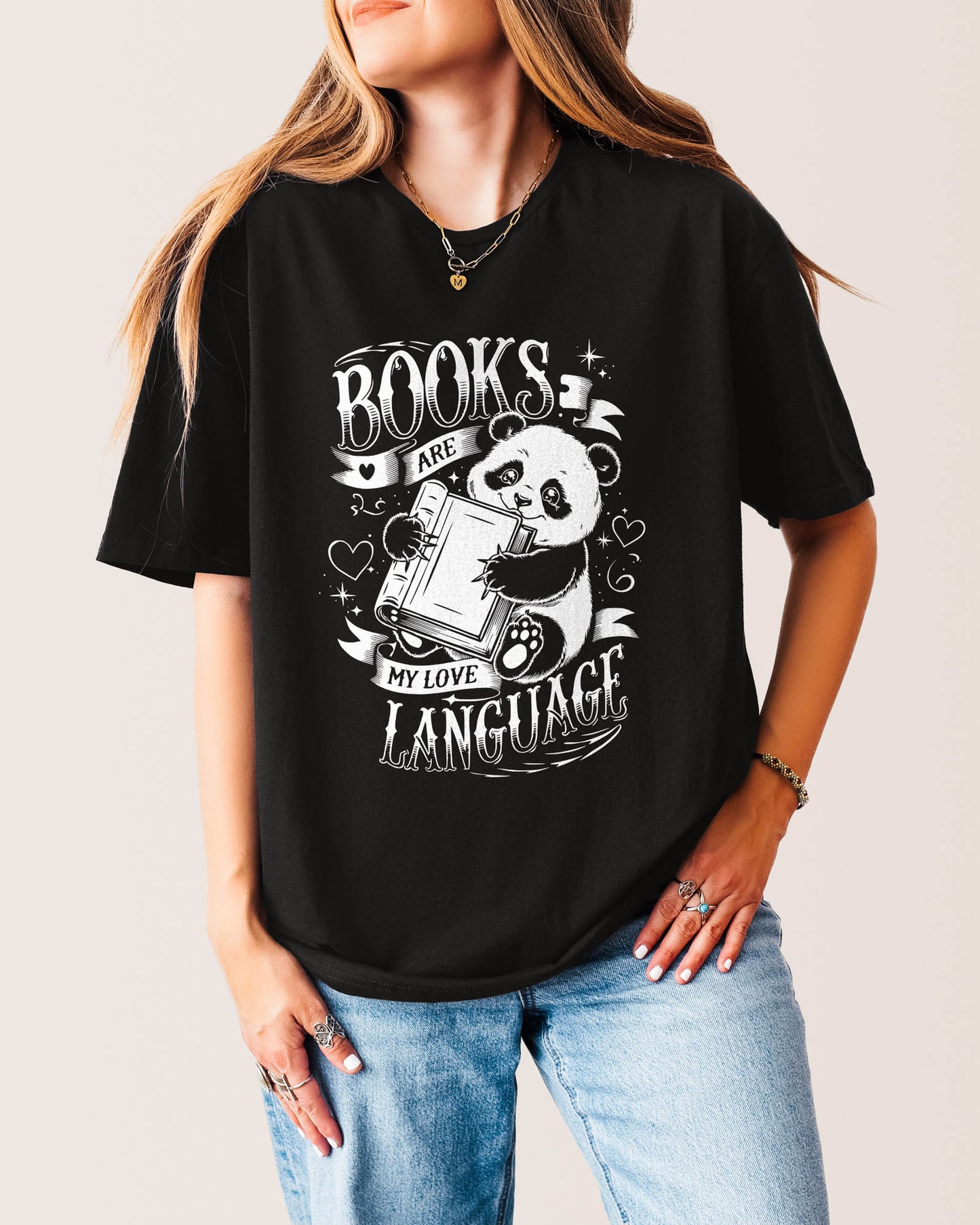 Books Are My Love Language T‑Shirt Black
