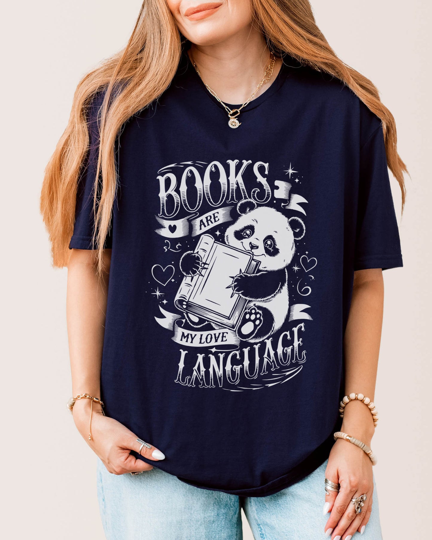 Books Are My Love Language T‑Shirt Navy