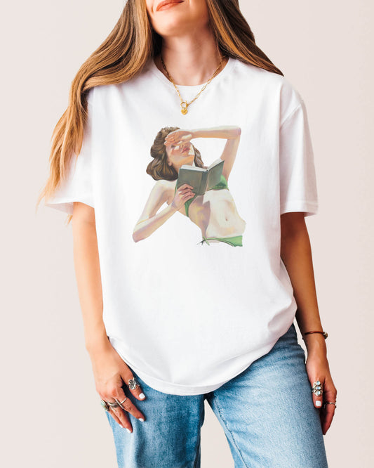 Sunbathing Reader T‑Shirt White