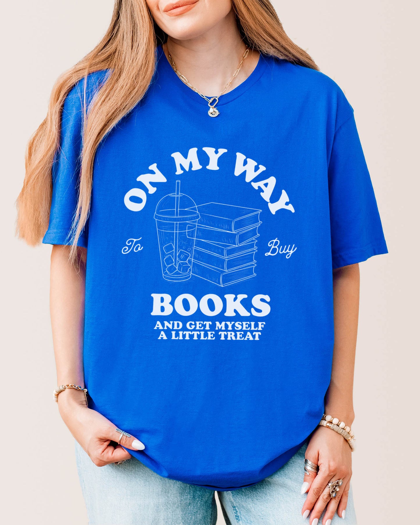 On My Way To Buy Books T‑Shirt Royal