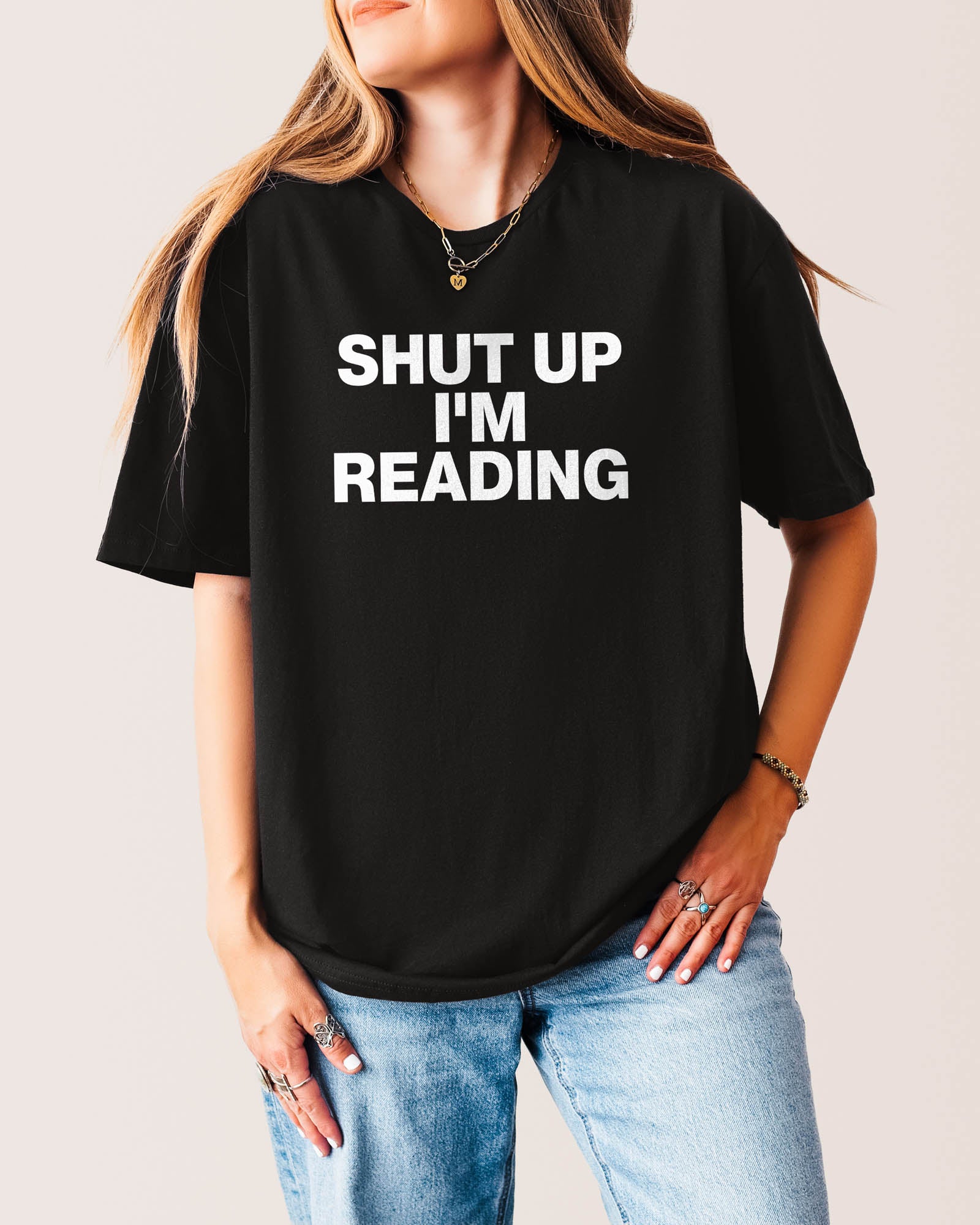 Shut Up I'm Reading T‑Shirt Black