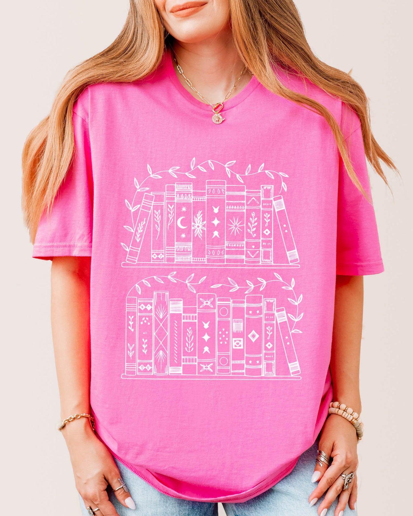 Bookshelf Block T‑Shirt Azalea