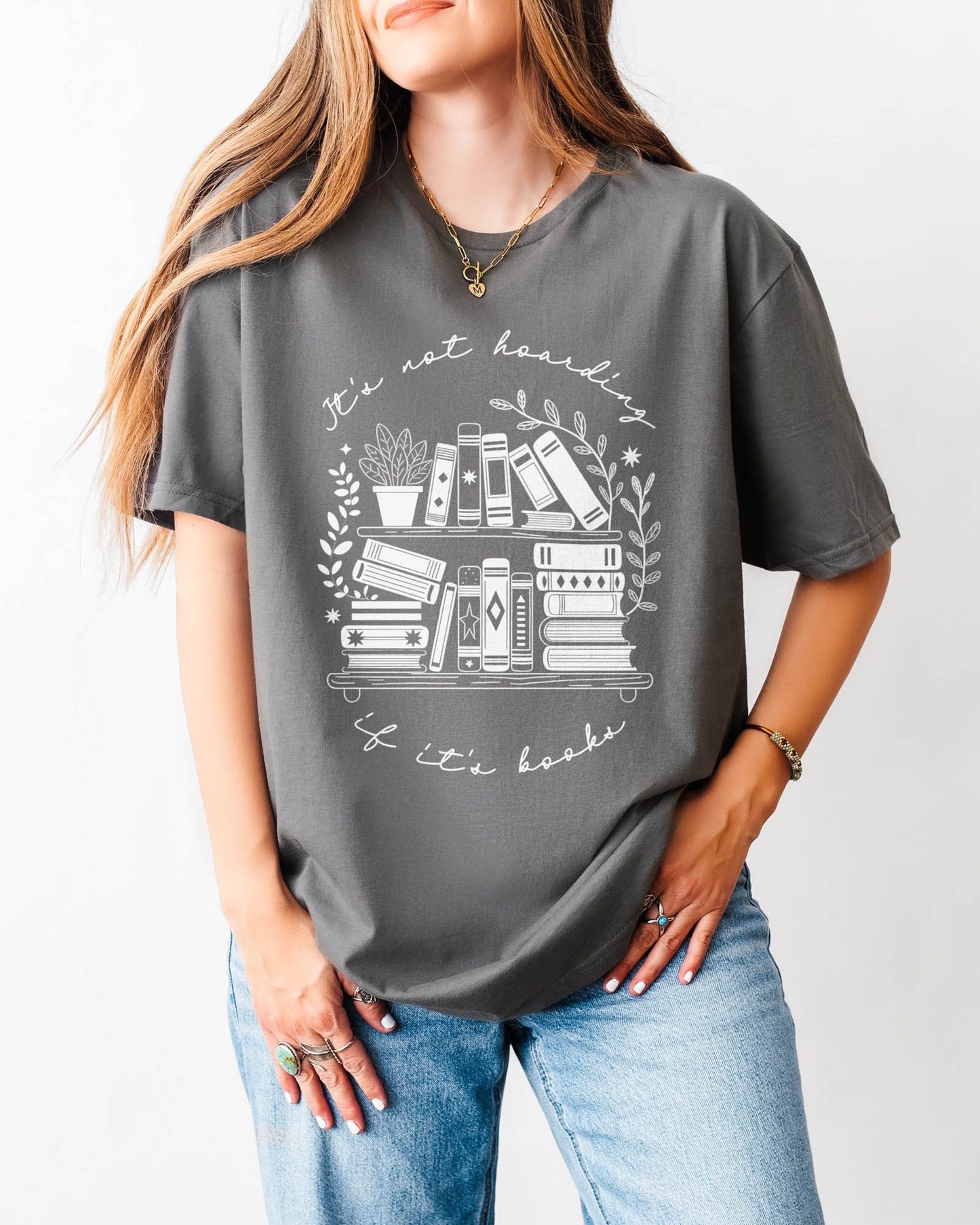 It's Not Hoarding If It's Books T‑Shirt Charcoal