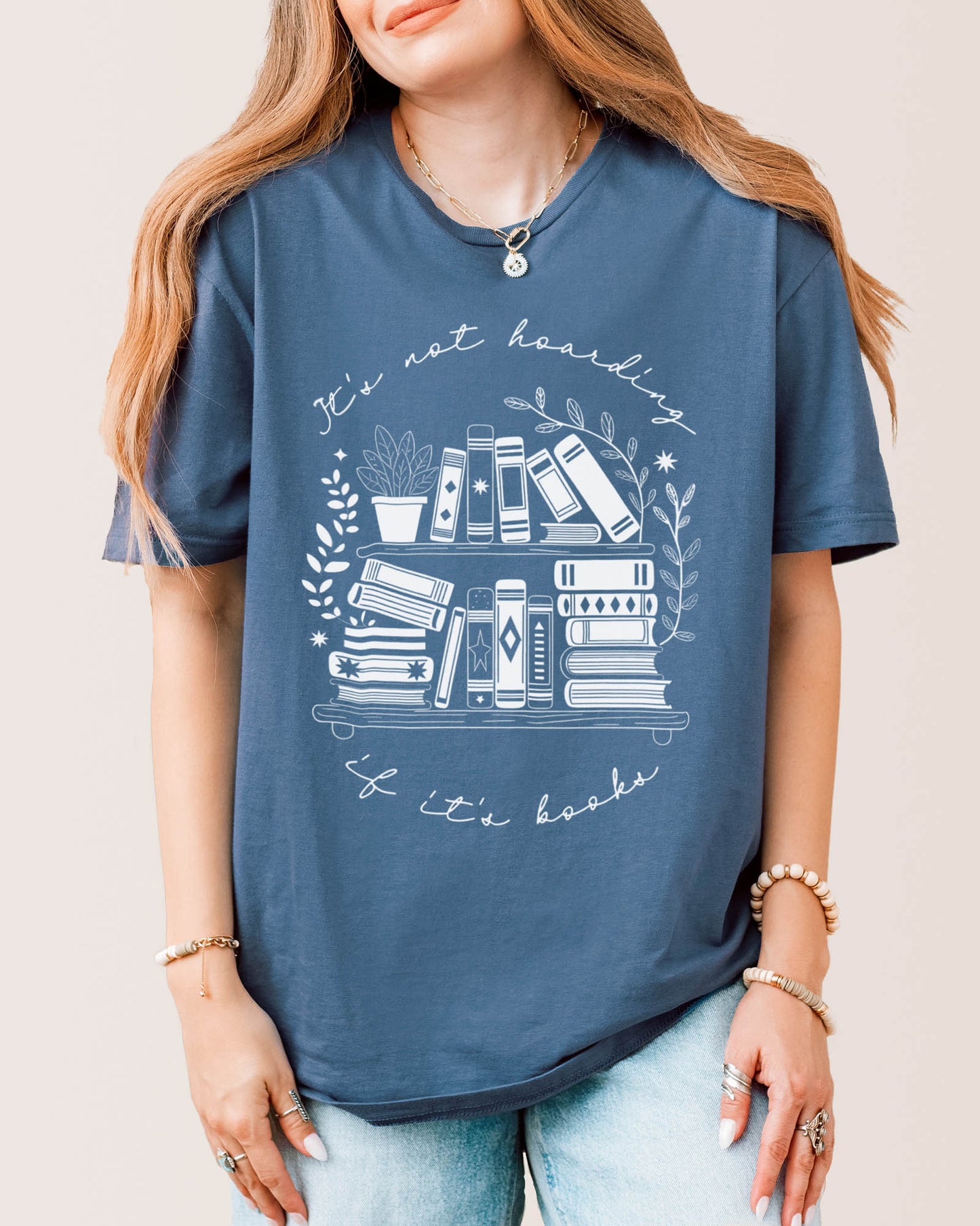 It's Not Hoarding If It's Books T‑Shirt Indigo Blue