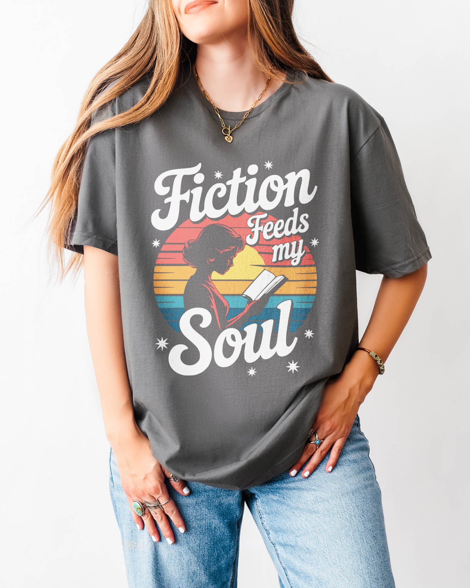 Fiction Feeds My Soul T‑Shirt Charcoal