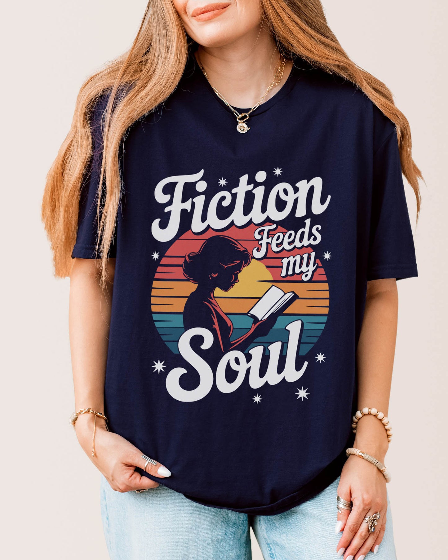 Fiction Feeds My Soul T‑Shirt Navy
