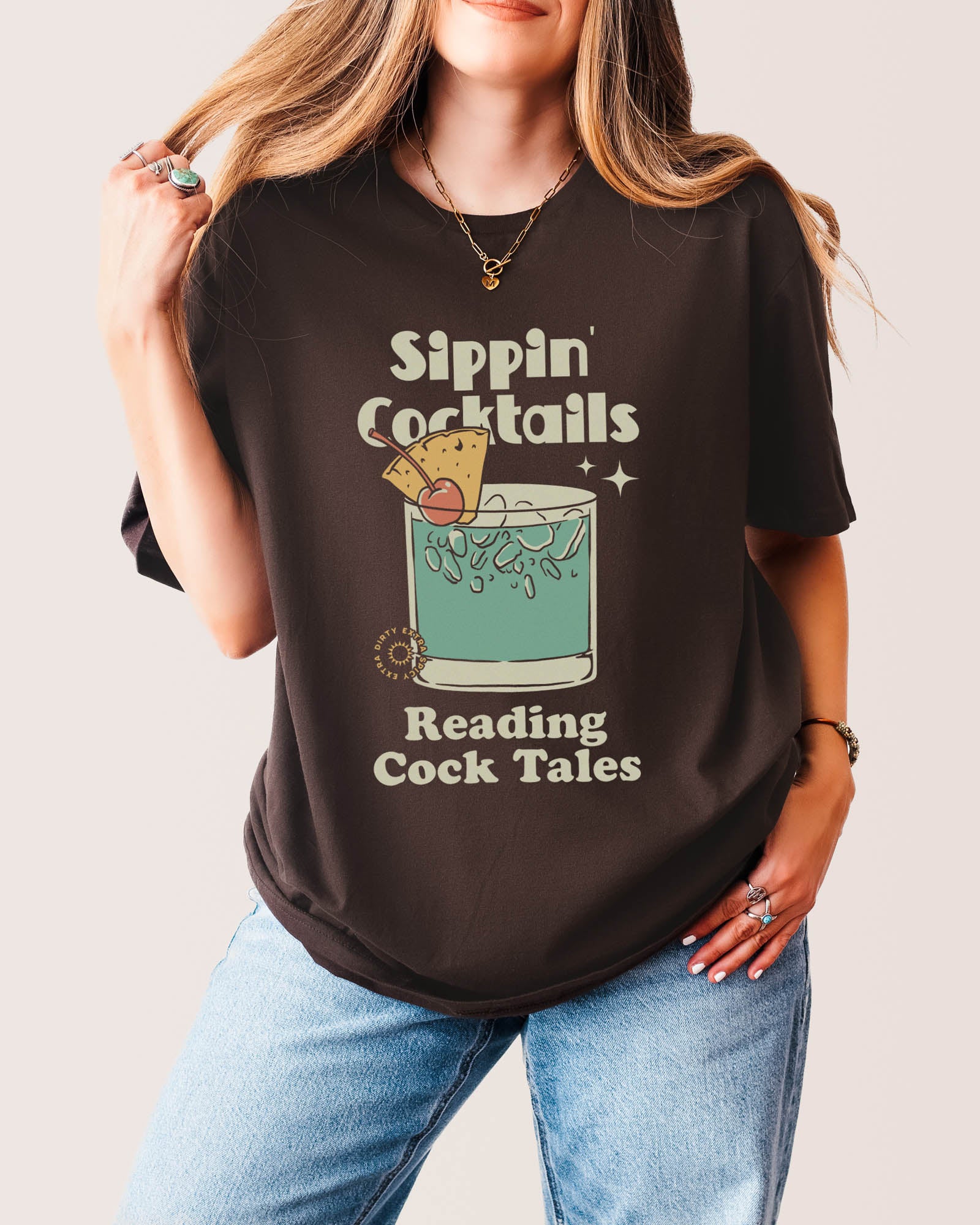 Sippin' Cocktails T‑Shirt Dark Chocolate